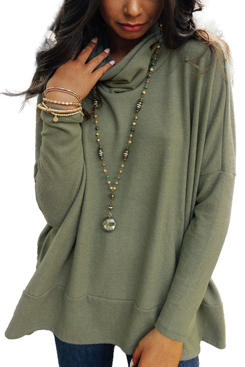 Gray Cowl Neck Shift Tunic Top