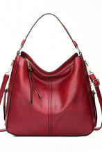 Fiery Red PU Leather Dual Belted Large Tote Bag