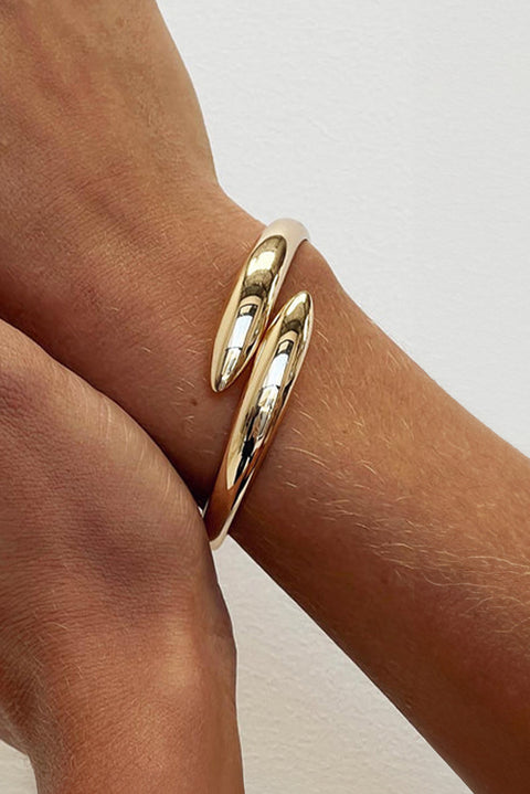 Gold Minimalist Plated Alloy Open Bangle Bracelet