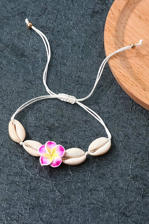 White Flower Seashell Adjustable Bracelet