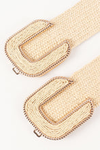 Beige Straw Braided Elastic Wide Belt