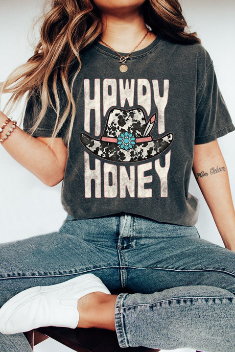 HOWDY HONEY Camiseta gráfica con sombrero de vaquero