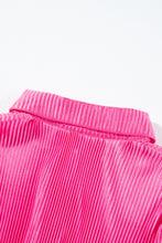 Bright Pink Satin Pleated Short Sleeve Shirt