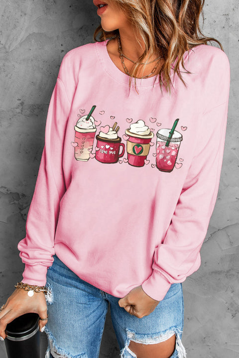 Heart Shaped Embroidered Pullover Sweatshirt