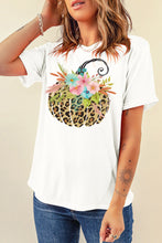 White Floral Leopard Pumpkin Graphic Halloween T Shirt