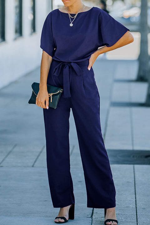 Belted Wide Leg Jumpsuit