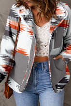 Multicolour Aztec Fleece Patchwork Snap Button Jacket