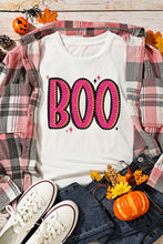 Camiseta blanca con gráfico de cuello redondo BOO