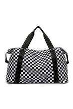 Black Checkered Print Large Capacity Tote Bag