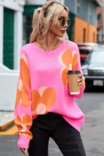 Flower Pattern Slouchy Sweater