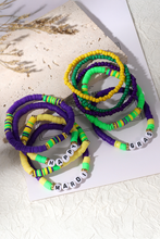 Tillandsia Purple Happy Mardi Gras Beaded Layered Bracelet Set