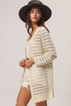 Apricot Solid Color Open Knit Duster Cardigan