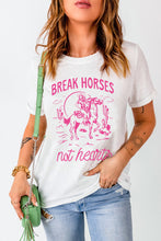 White Western BREAK HORSES Cowboy Graphic Crewneck T Shirt