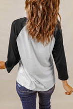 Color Block Raglan Sleeve Pullover Top