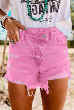 High Rise Crossover Waist Denim Shorts