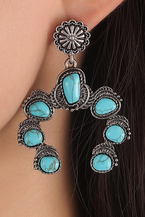 Bright Green Retro Western Turquoise Decor Drop Earring