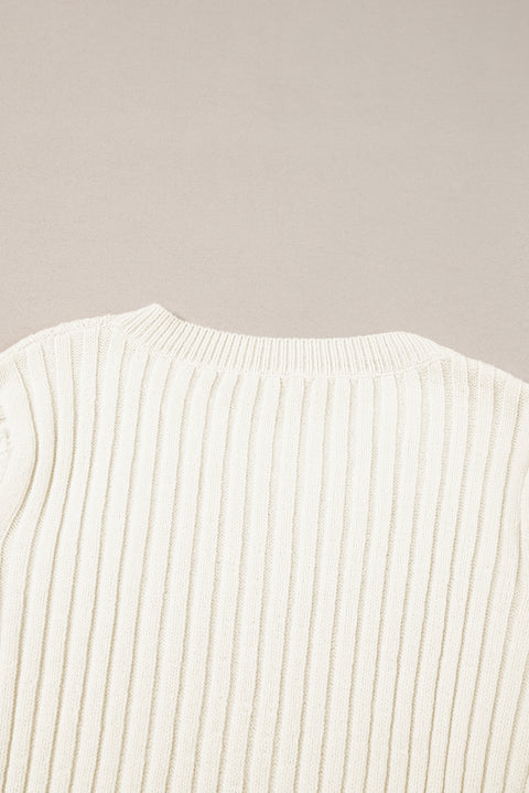 White Cable Knit Cropped Sweater