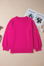 Strawberry Pink Pearled Decor Raglan Sleeve Plus Size Sweater