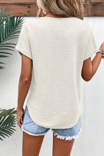 Pale Khaki Textured Wide Sleeve V Neck T Shirt