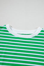 Dark Green Striped Cap Sleeve Tee and Shorts Set