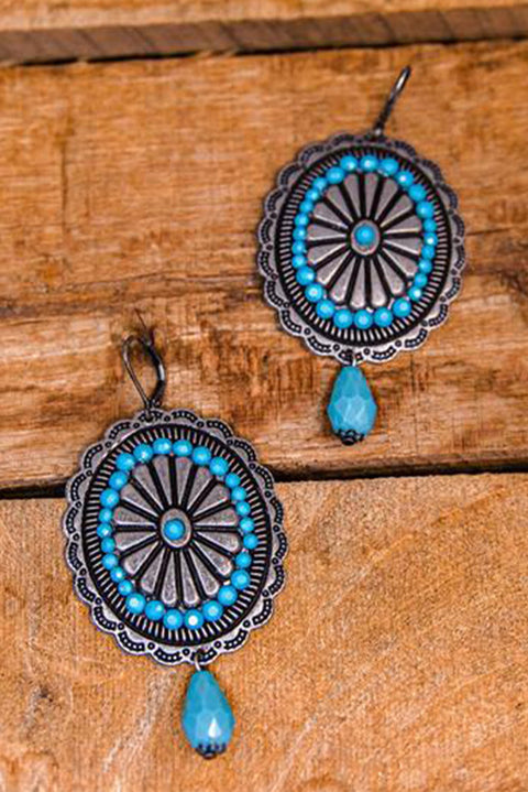 Sea Green Western Retro Turquoise Dangle Earrings