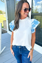 White Embroidered Ruffled Sleeve Frilled Collar Blouse