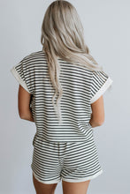 White Stripe Contrast Edge Tee and Shorts Set