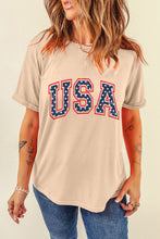 Khaki Starry USA Lettering Independent Day T-shirt