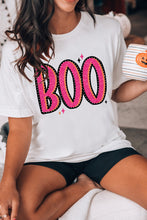 Camiseta blanca con gráfico de cuello redondo BOO