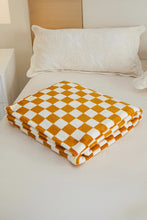 Yellow Checkerboard Printed Soft Throw Blanket 120*200cm