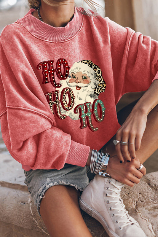 Sudadera roja con gráfico de Papá Noel HO HO HO