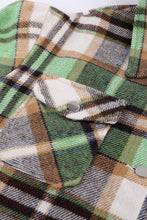 Green Geometric Plaid Print Pocketed Shacket