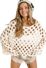 Beige Hollow-out Eyelet Knit Sweater