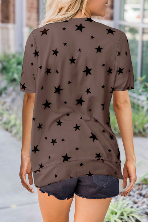 Camiseta con cuello redondo y estampado de estrellas