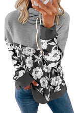 Floral Splicing Cowl Neck Hoodie