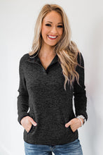 Heathered Turn-down Collar Pullover Sweatshirt