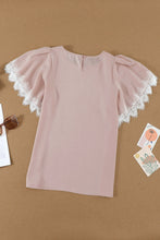 Satin Lace Flutter Sleeve Top