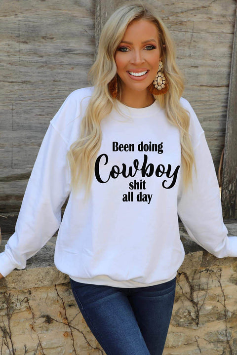 COWBOY take me away Graphic White Sweatshirt