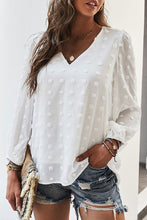 Swiss Dot Bubble Sleeve Blouse