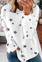 Star Print Hoodie with Side Slits