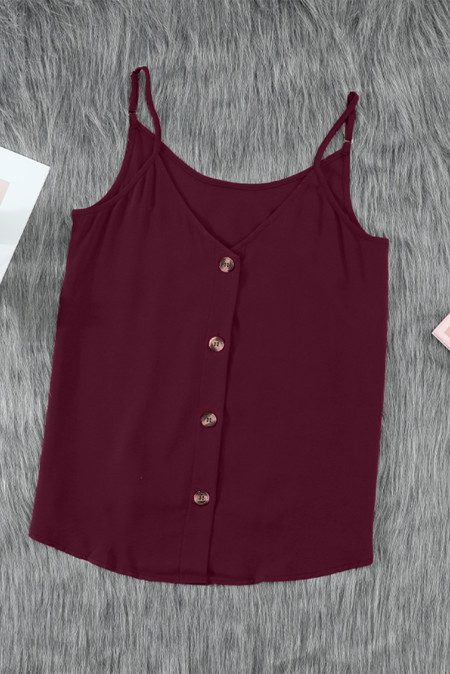 Spaghetti Strap Buttoned Tank Top