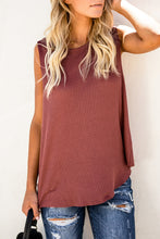 Rust Red Crew Neck Waffle Tank Top