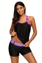 Blouson Style Floral T-back Tankini Top