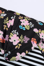 Sudadera con capucha y cremallera de manga larga con estampado floral a rayas