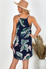 Palm Tree Leaf Print Ivory Sleeveless Dress