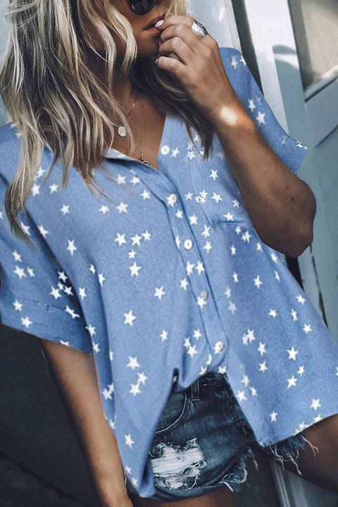 Camisa con mangas con puños y estampado de estrellas