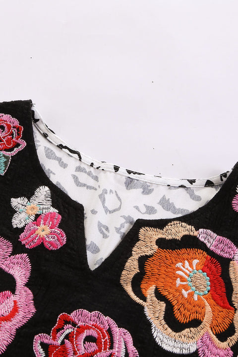 Wild Flower Embroidered Shift Top