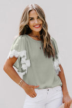 Satin Lace Flutter Sleeve Top