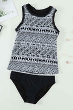 Ethnic Print High Neck Strappy Tankini