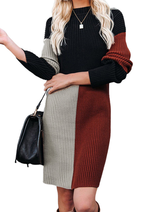 Colorblock Knit Sweater Dress